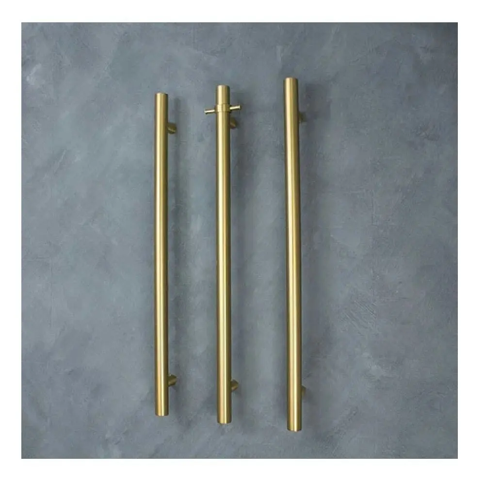 Radiant Vertical Round Single Bar Heated Brushed Gold GLD-VTR-950