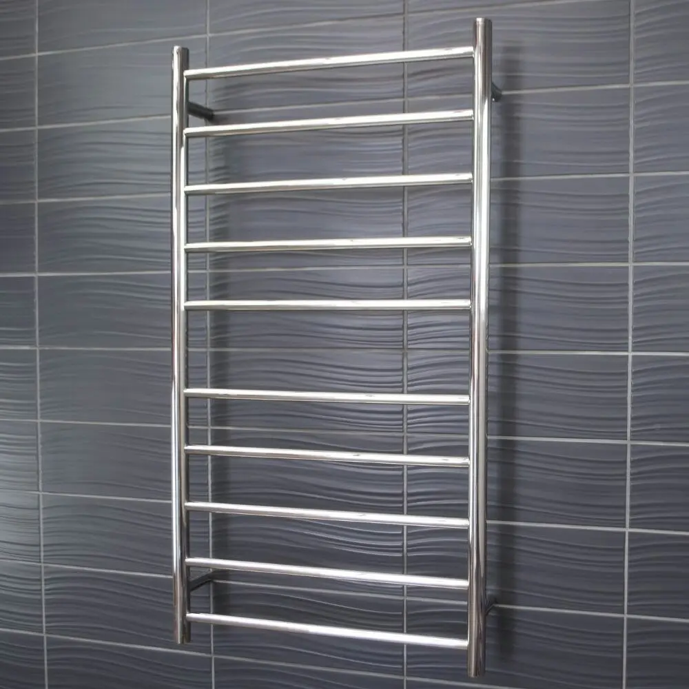 Radiant Polished 600 x 1100mm Round Heated Towel Rail (Left Wiring) RTR02LEFT