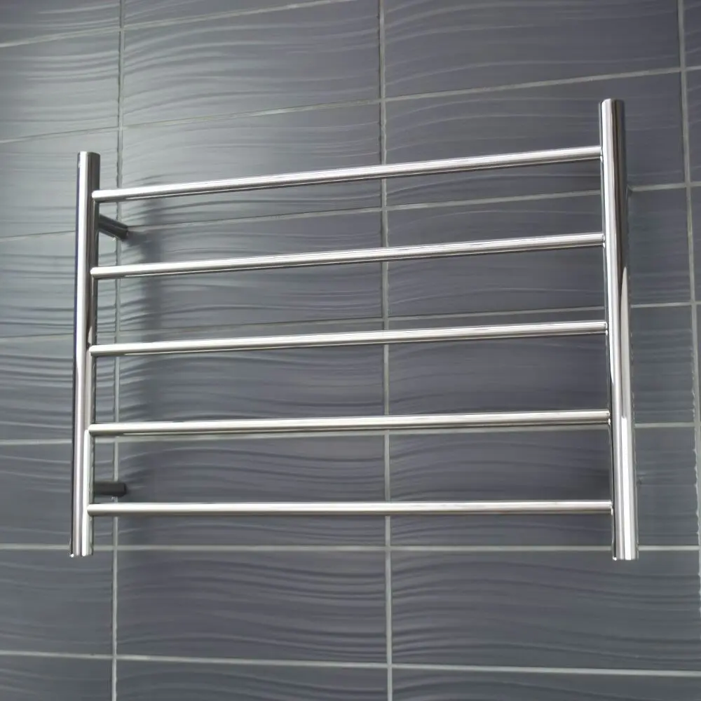 Radiant Polished 750 x 550mm Round Heated Towel Rail (Left Wiring) RTR03LEFT