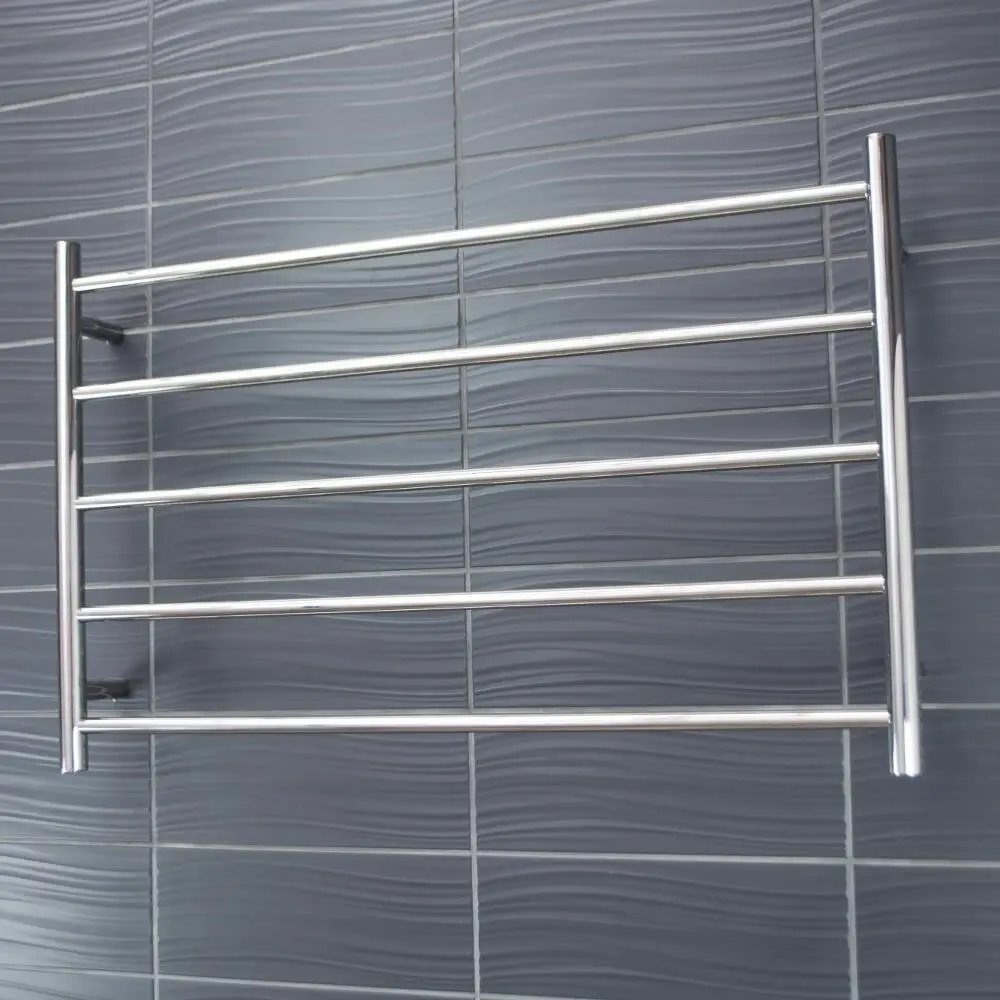 Radiant Polished 950 x 600mm Round Heated Towel Rail (Left Wiring) RTR07LEFT