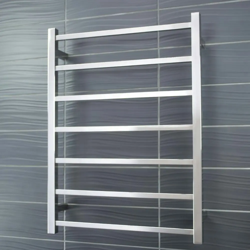 Radiant Polished 600 x 800mm Square Heated Towel Rail (Left Wiring) STR01LEFT