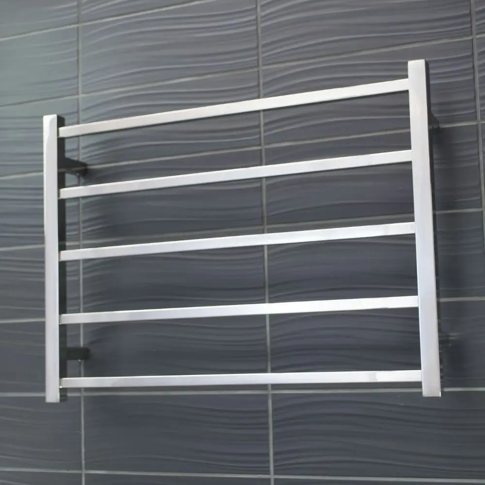 Radiant Polished 750 x 550mm Square Heated Towel Rail (Left Wiring) STR03LEFT