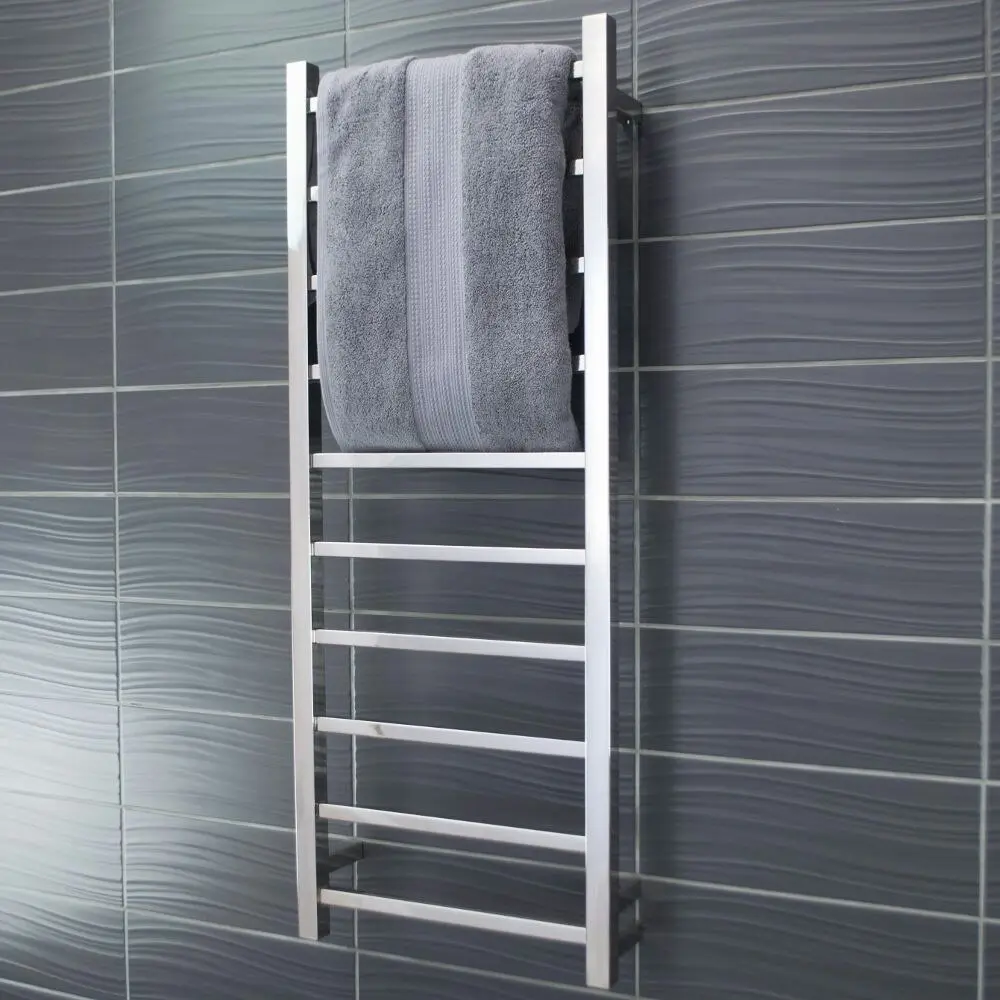 Radiant Polished 430 x 1100mm Square Heated Towel Rail (Left Wiring) STR430LEFT