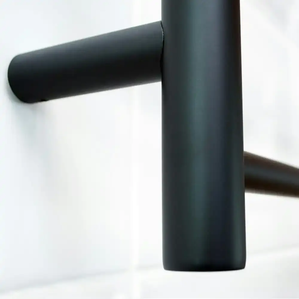 Radiant Matte Black 900 x 750mm Round Heated Towel Rail (Right Wiring) BRTR08RIGHT