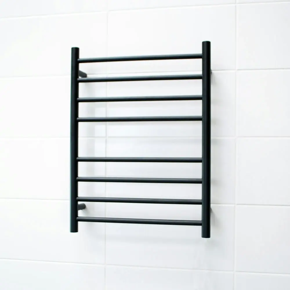 Radiant Matte Black 530 x 700mm Round Heated Towel Rail (Right Wiring) BRTR530RIGHT