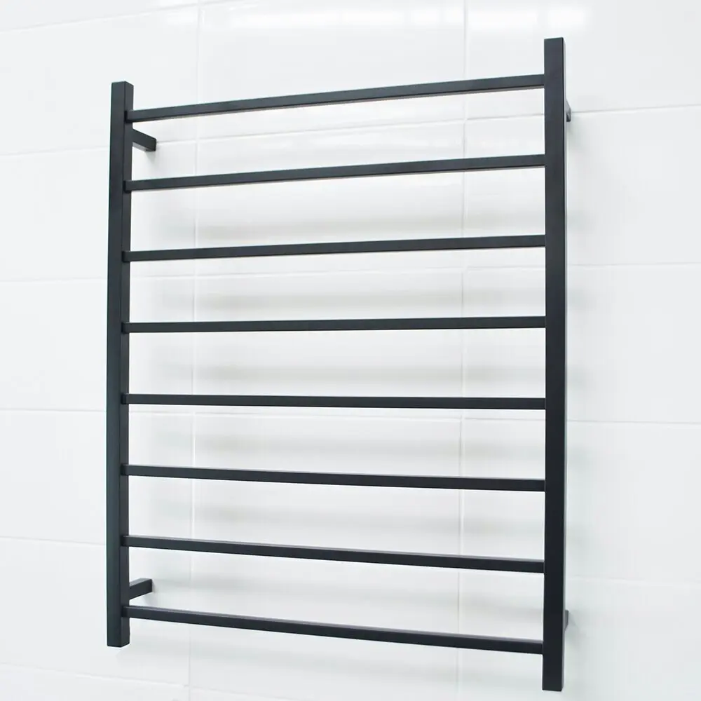 Radiant Matte Black 800 x 1000mm Square Heated Towel Rail (Right Wiring) BSTR05RIGHT