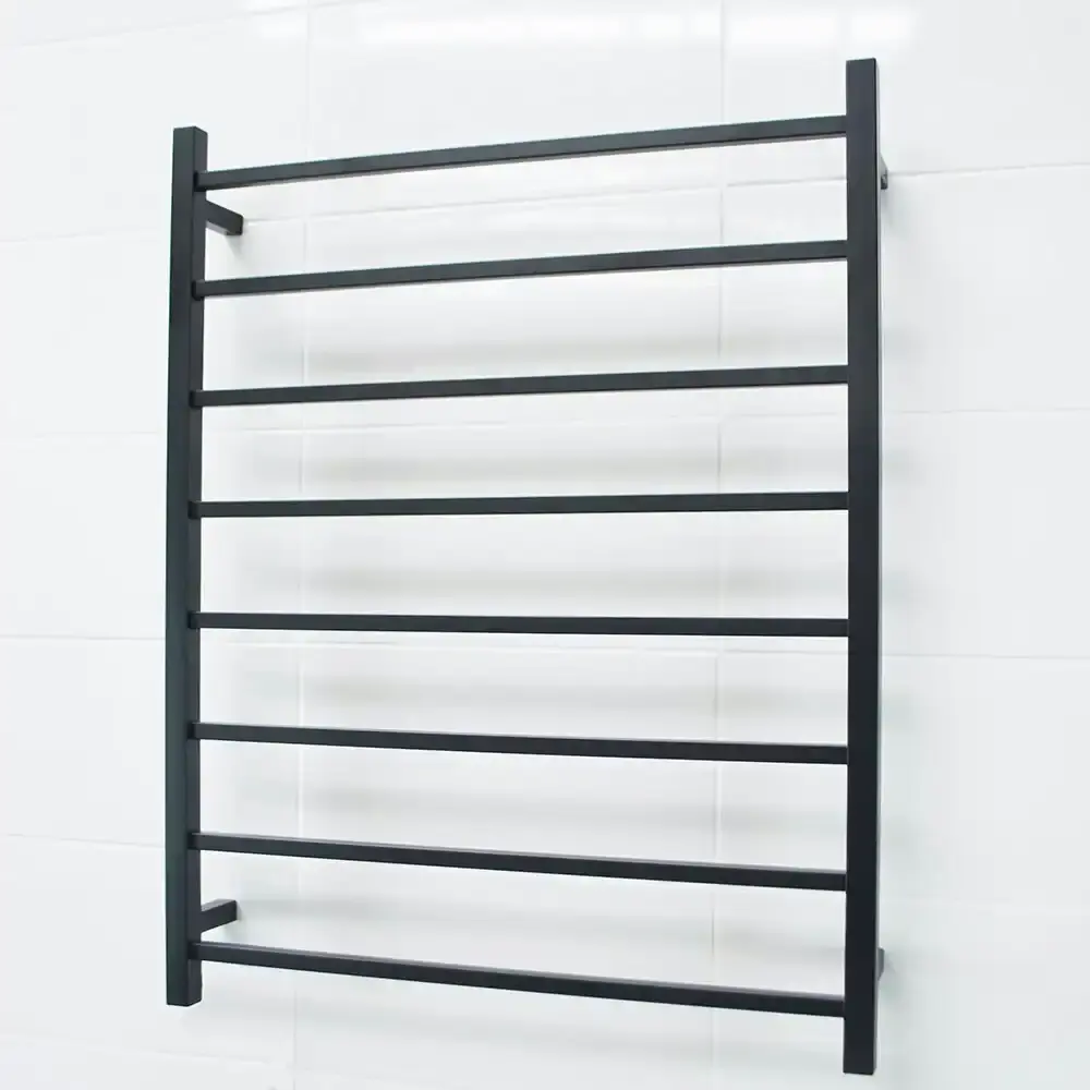 Radiant Matte Black 800 x 1000mm Square Heated Towel Rail (Right Wiring) BSTR05RIGHT