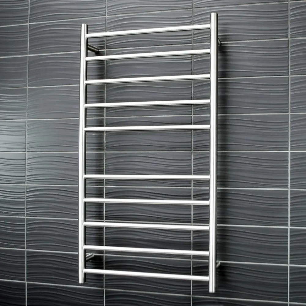 Radiant Brushed 600 x 1100mm Round Heated Towel Rail (Left Wiring) BRU-RTR02LEFT