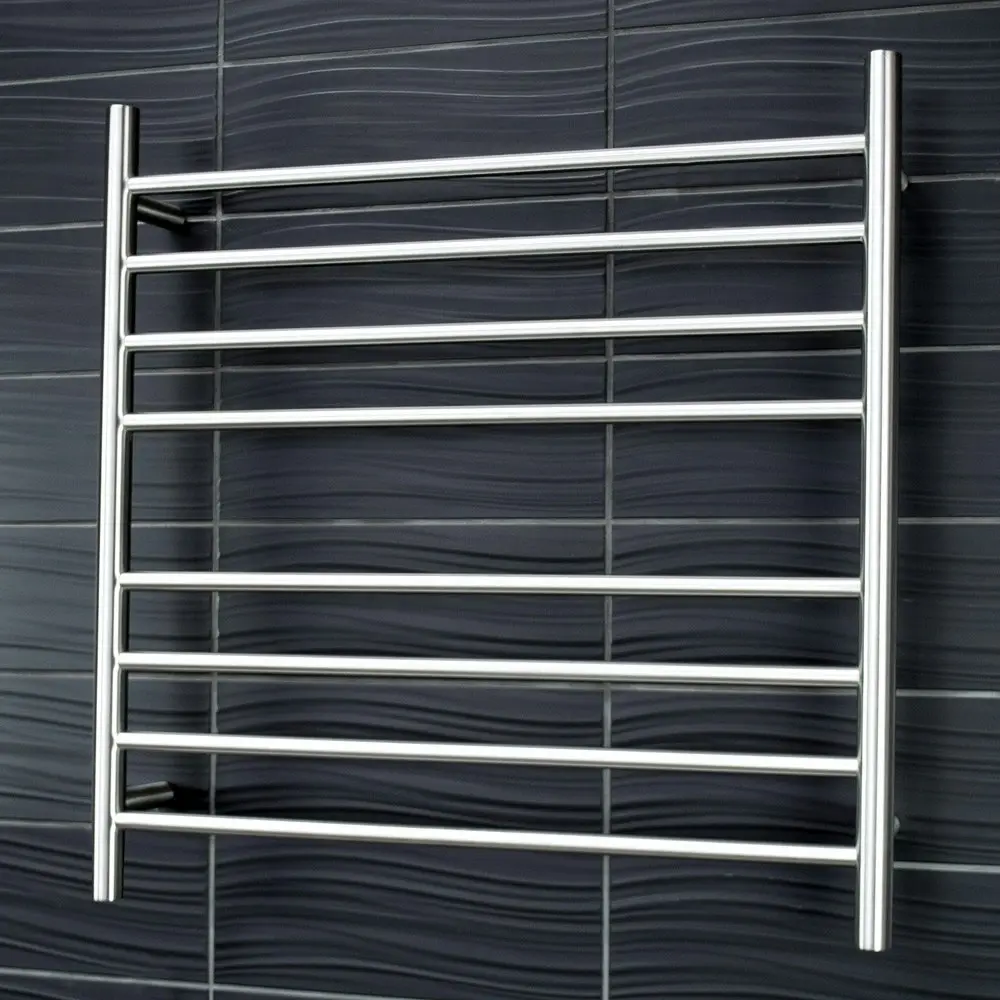 Radiant Brushed 750 x 750mm Round Heated Towel Rail (Left Wiring) BRU-RTR06LEFT