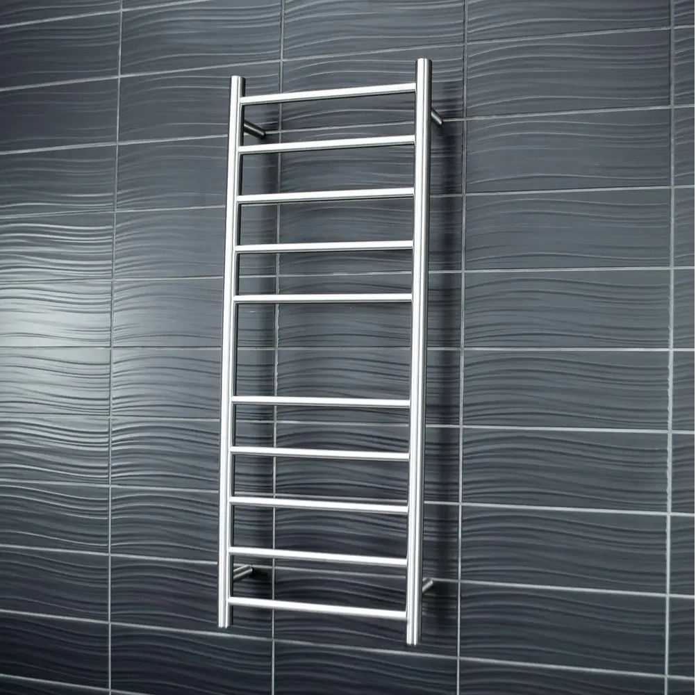 Radiant Brushed 430 x 1100mm Round Heated Towel Rail (Left Wiring) BRU-RTR430LEFT