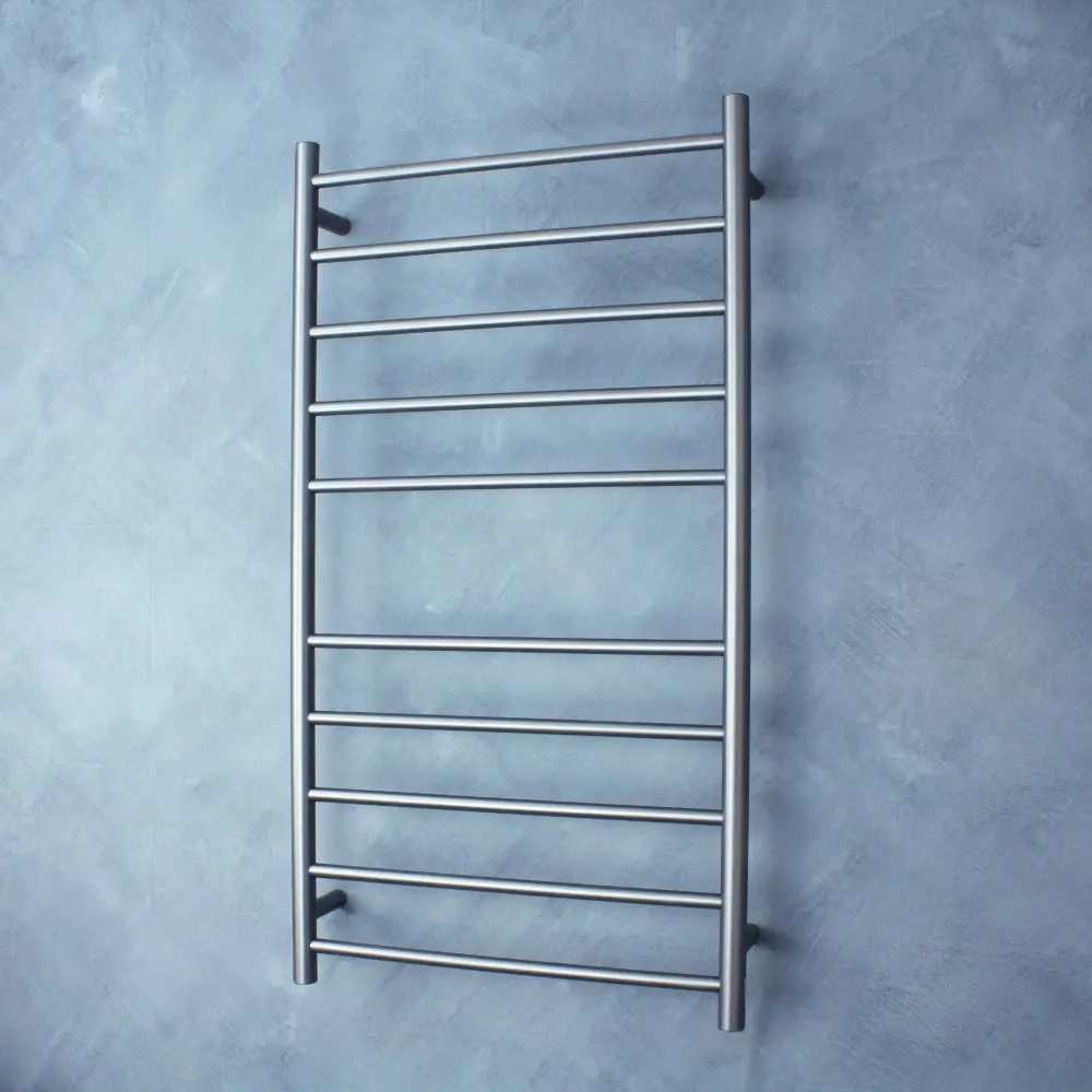 Radiant Gun Metal Grey 600 x 1100mm Round Heated Towel Rail (Left Wiring) GMG-RTR02LEFT