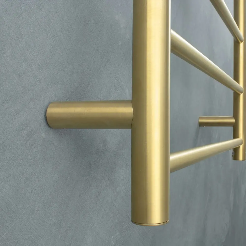 Radiant Brushed Gold 430 x 1100mm Round Heated Towel Rail (Left Wiring) GLD-RTR430LEFT