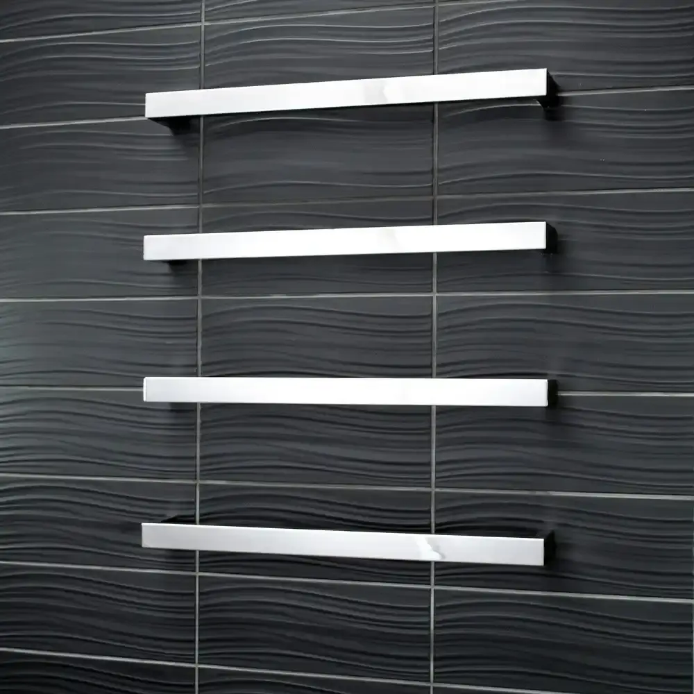 Radiant Polished 500mm Square Single Bar Heated Towel Rail (Left or Right Wiring) SBSTR-500