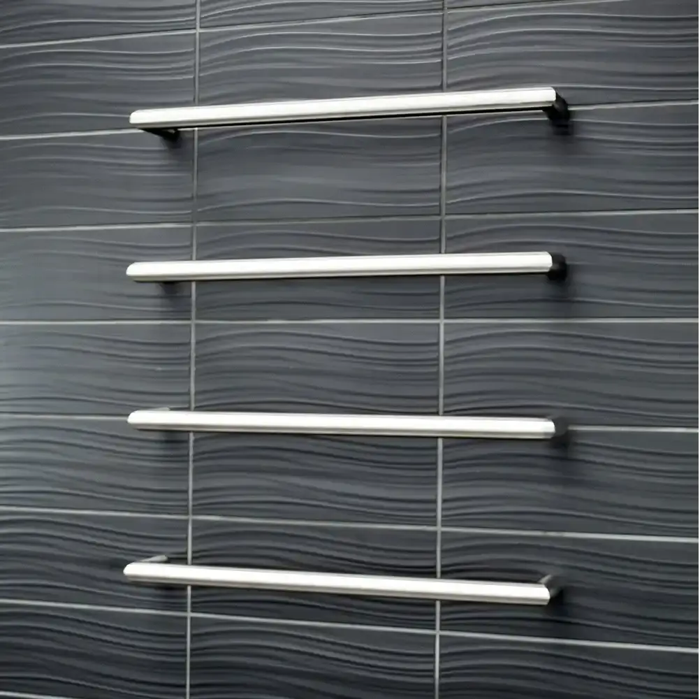 Radiant Brushed 800mm Round Single Bar Heated Towel Rail (Left or Right Wiring) BRU-SBRTR-800