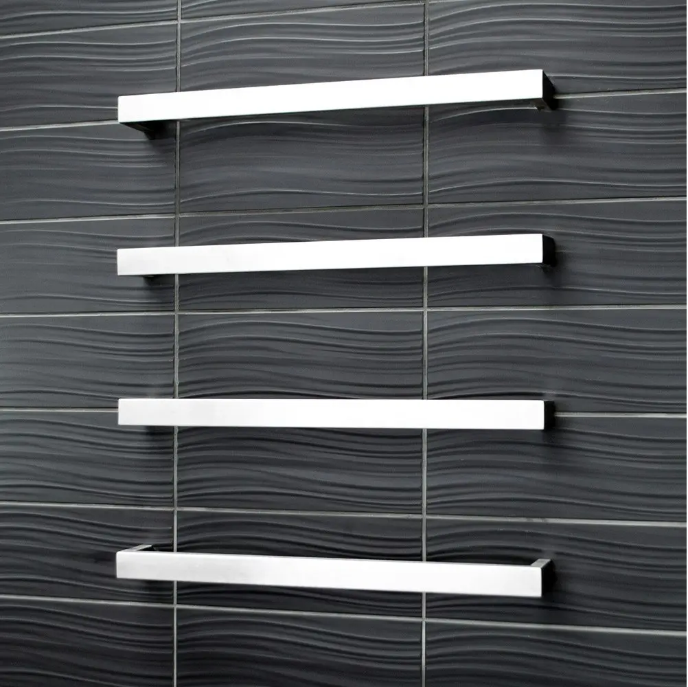 Radiant Brushed 650mm Square Single Bar Heated Towel Rail (Left or Right Wiring) BRU-SBSTR-650