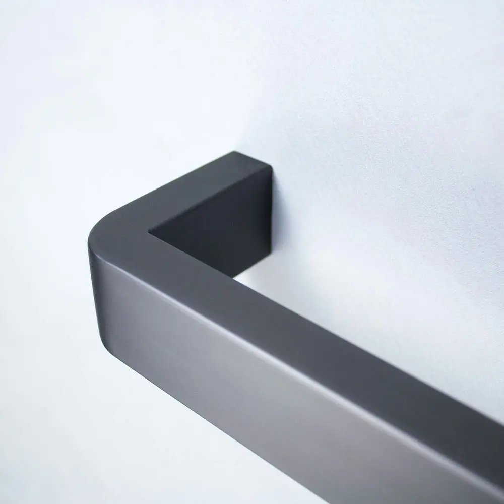 Radiant Gun Metal Grey 800mm Single Square Bar with Rounded ends Heated (Left or Right Wiring) GMG-VAIL-800