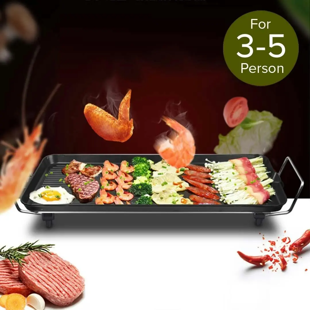 Soga 48cm Electric BBQ Grill Teppanyaki Tough Non-stick Surface Hot Plate Kitchen 3-5 Person