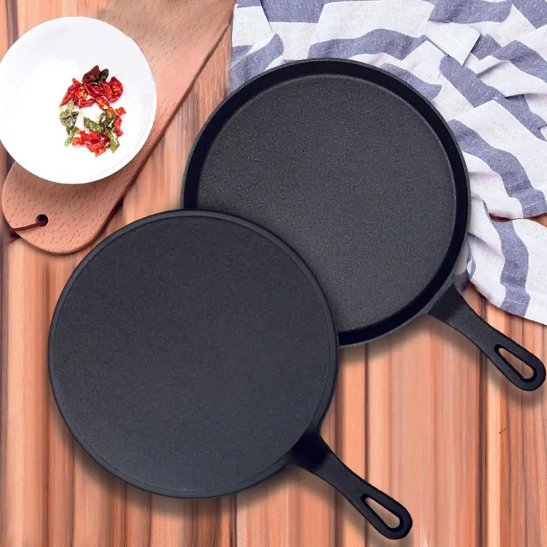 Soga 26cm Round Cast Iron Frying Pan Skillet Griddle Sizzle Platter