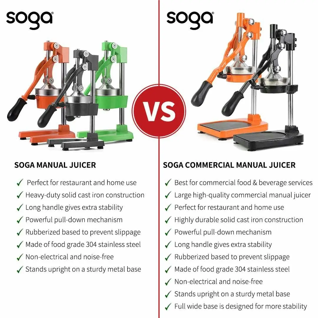 Soga 2x Commercial Manual Juicer Hand Press Juice Extractor Squeezer