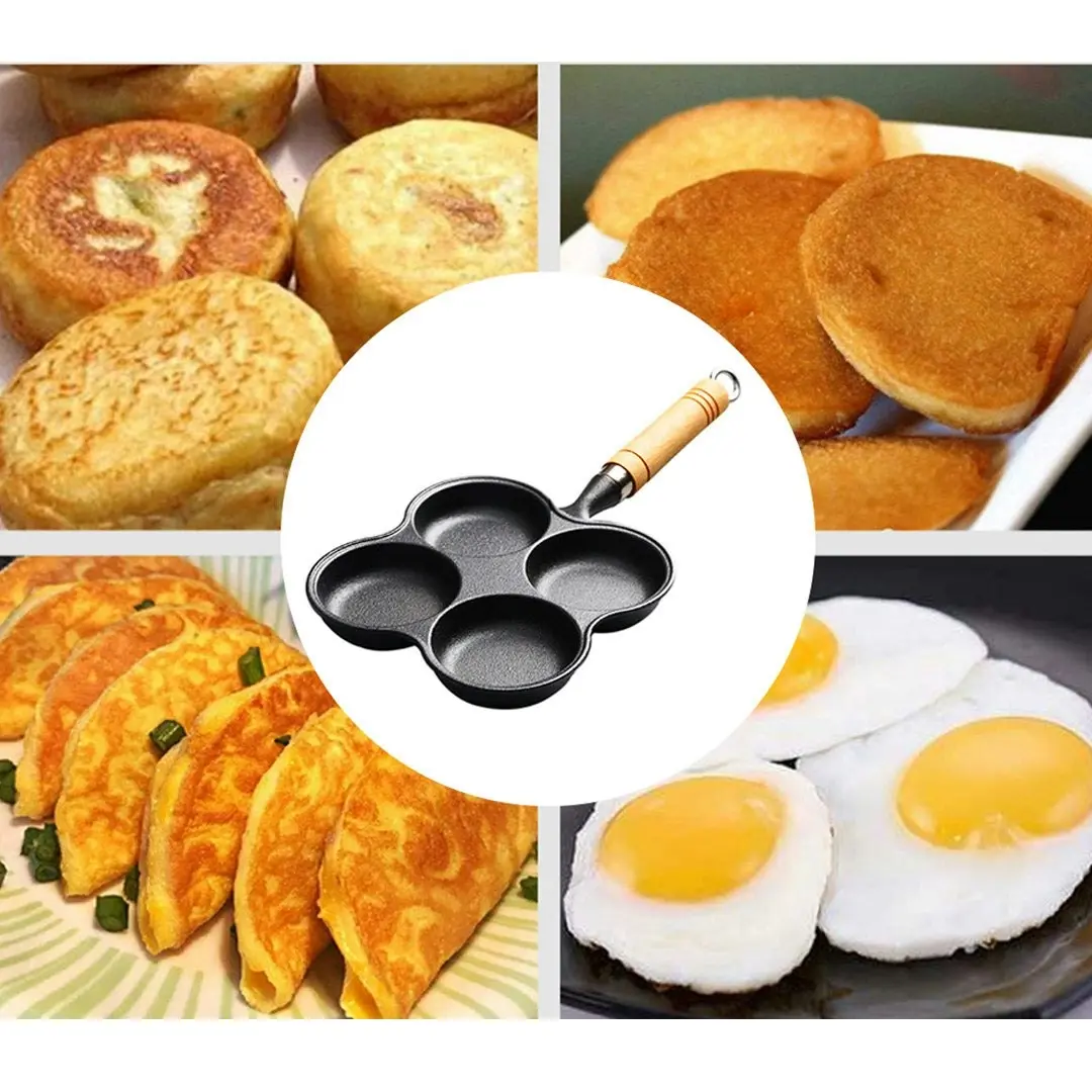 Soga 4 Mold Multi-Portion Cast Iron Breakfast Fried Egg Pancake Omelet Fry Pan