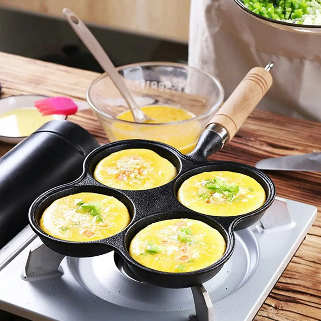 Soga 4 Mold Multi-Portion Cast Iron Breakfast Fried Egg Pancake Omelet Fry Pan