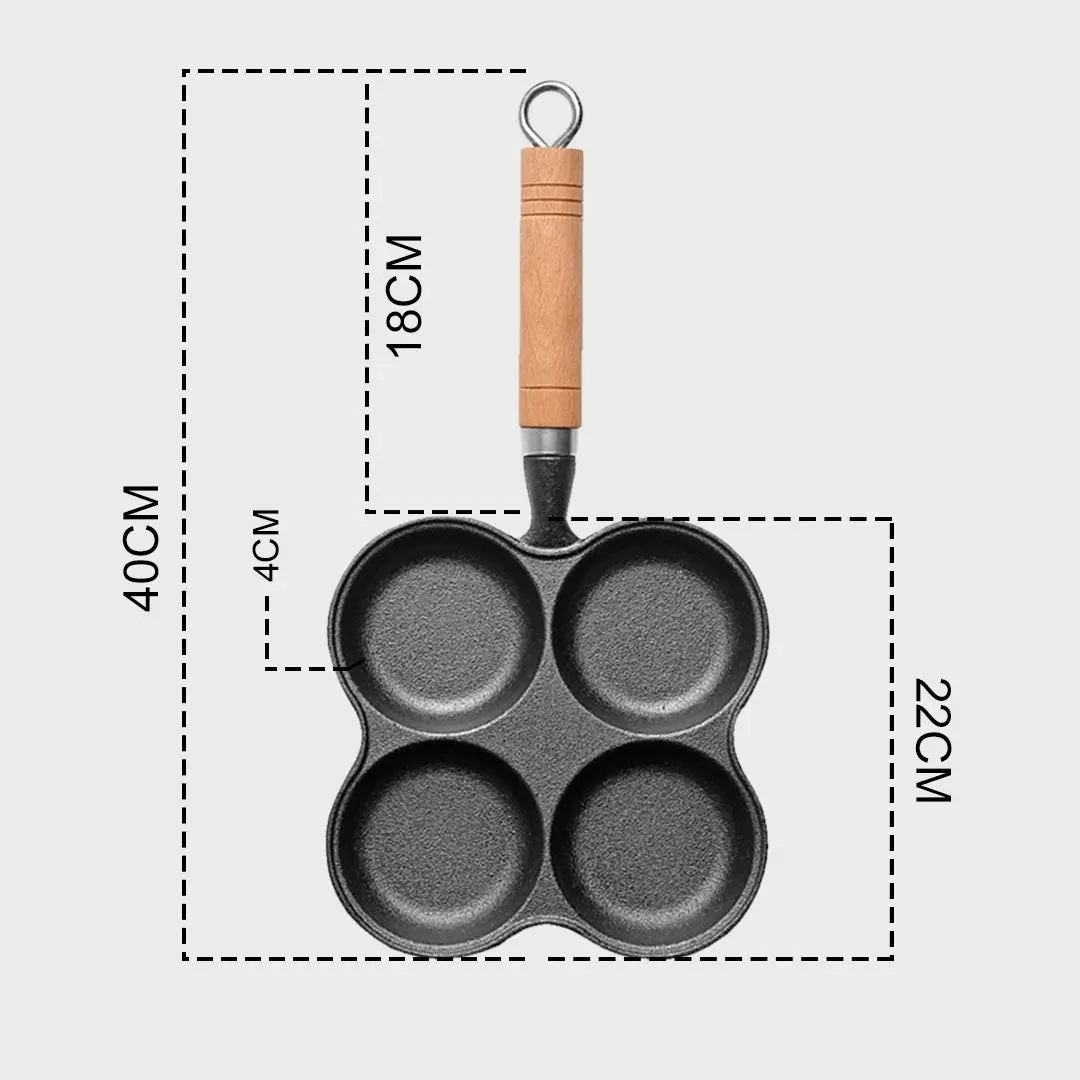 Soga 4 Mold Multi-Portion Cast Iron Breakfast Fried Egg Pancake Omelet Fry Pan