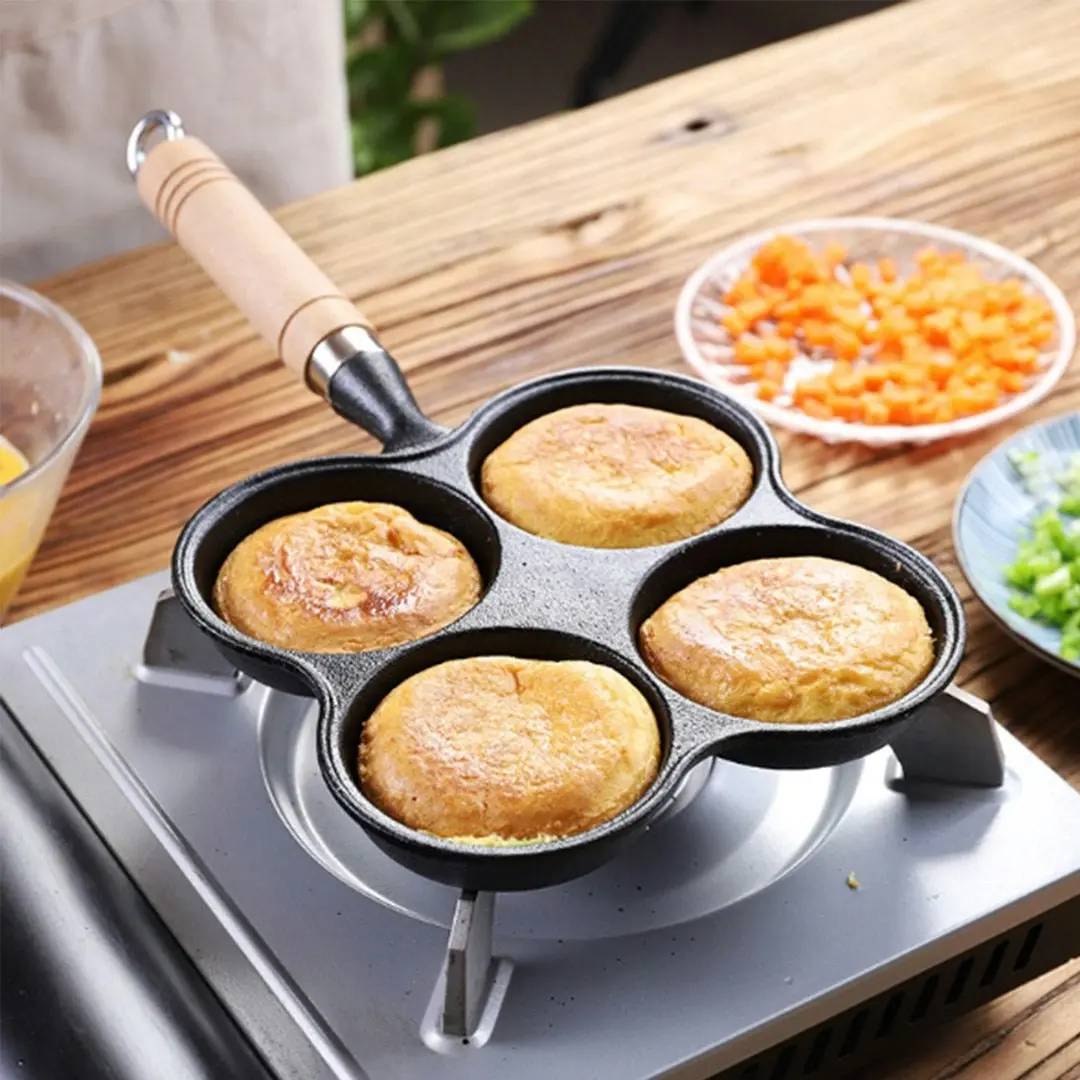 Soga 4 Mold Multi-Portion Cast Iron Breakfast Fried Egg Pancake Omelet Fry Pan