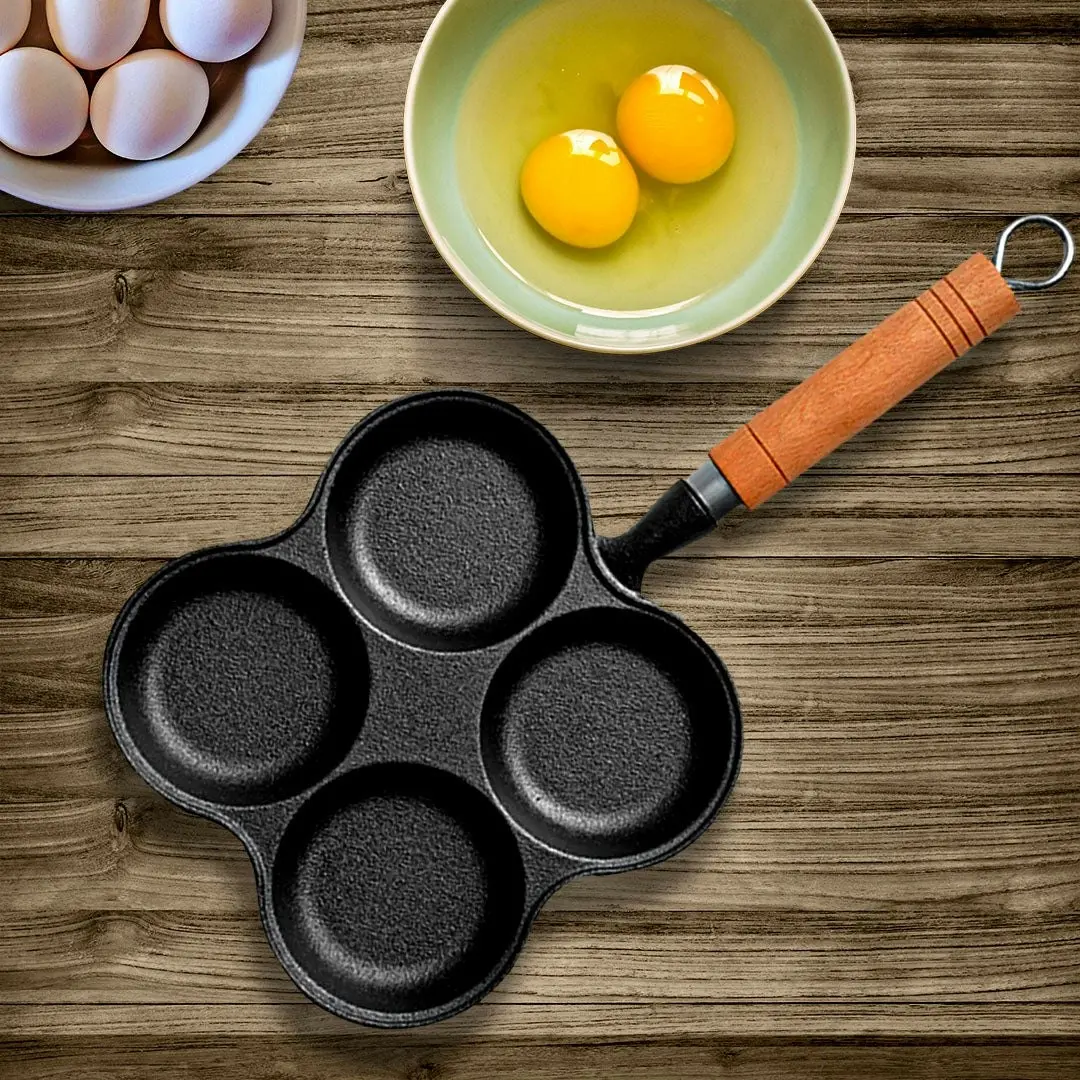 Soga 4 Mold Multi-Portion Cast Iron Breakfast Fried Egg Pancake Omelet Fry Pan