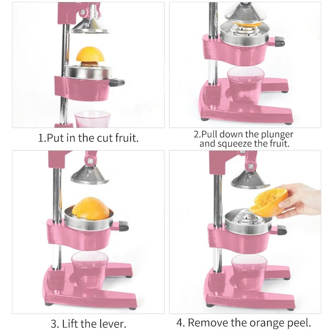 Soga Commercial Manual Juicer Hand Press Juice Extractor Squeezer Orange Citrus Pink