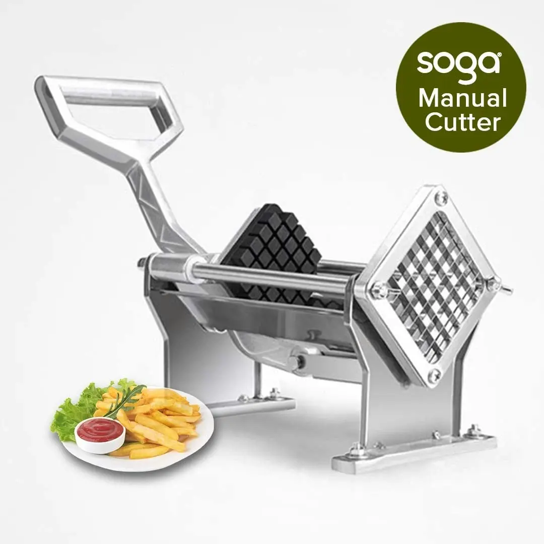 Soga Stainless Steel Potato Cutter Commercial-Grade French Fry and Fruit/Vegetable Slicer with 3 Blades