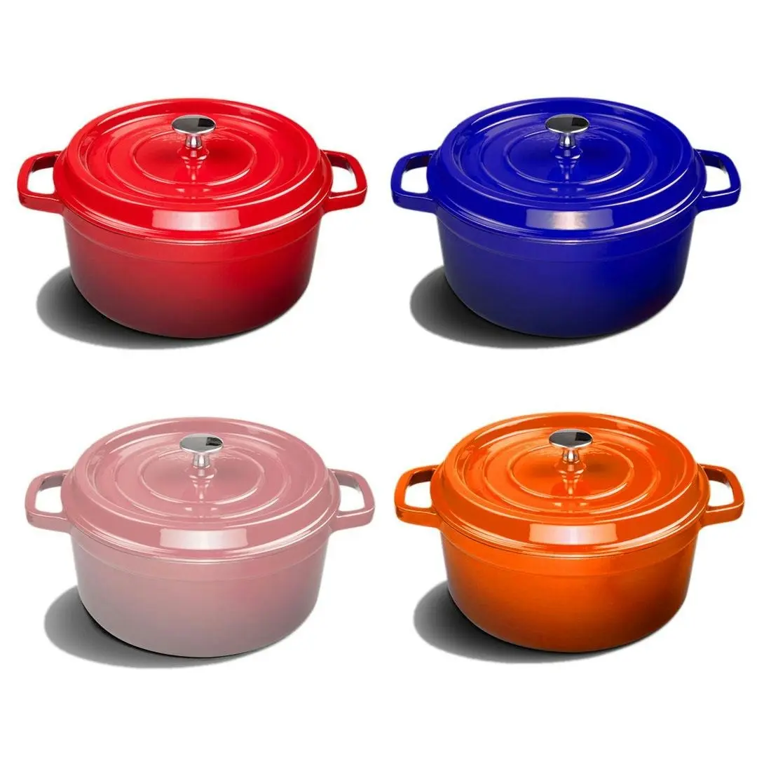 Soga Cast Iron Enamel Porcelain Stewpot Casserole Stew Cooking Pot With Lid 3.6L Blue 24cm