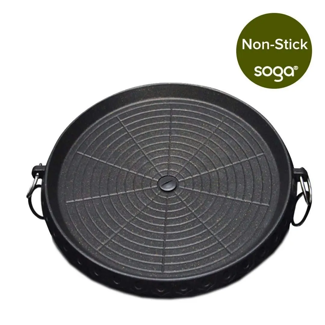 Soga Portable Korean BBQ Butane Gas Stove Stone Grill Plate Non Stick Coated Round