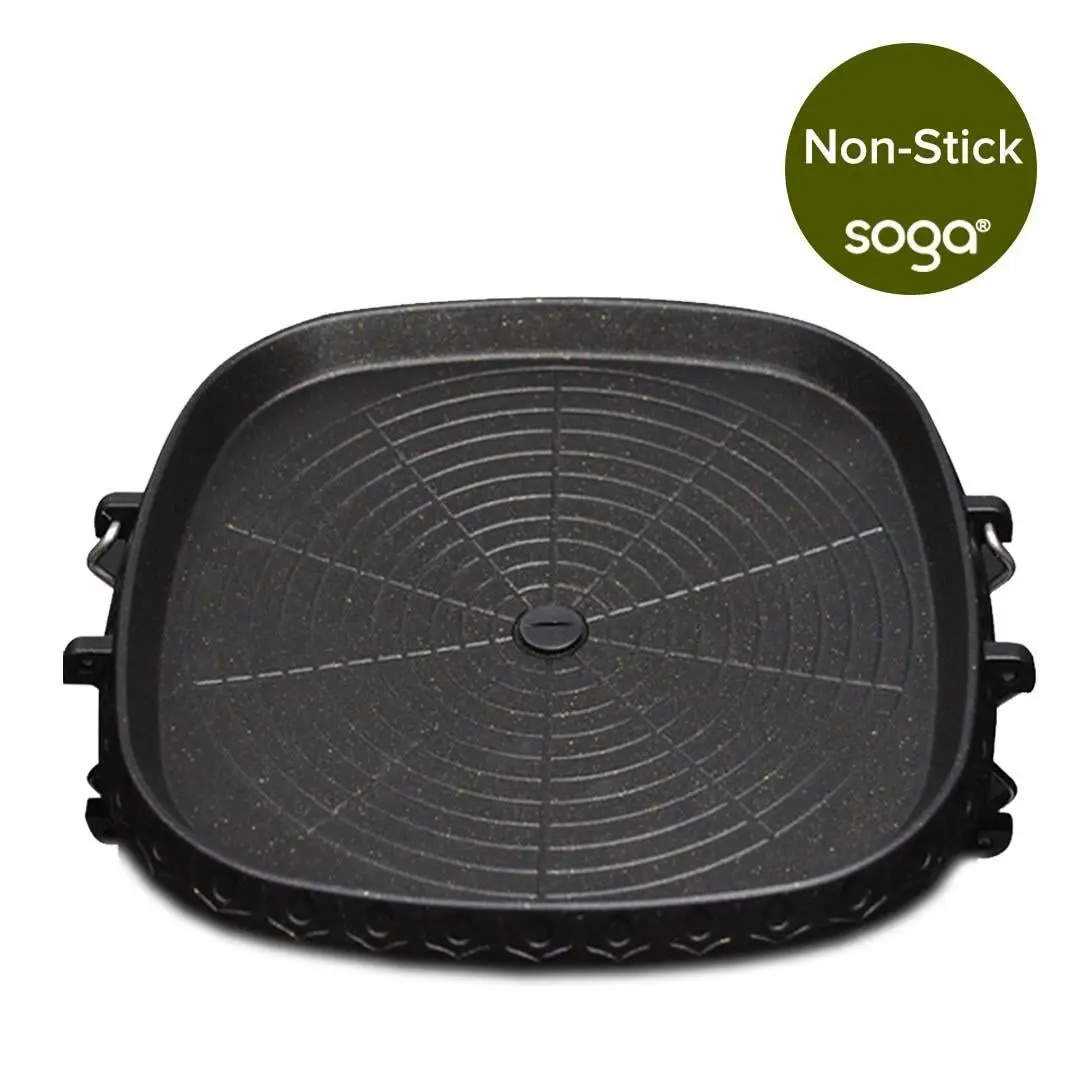 Soga Portable Korean BBQ Butane Gas Stove Stone Grill Plate Non Stick Coated Square