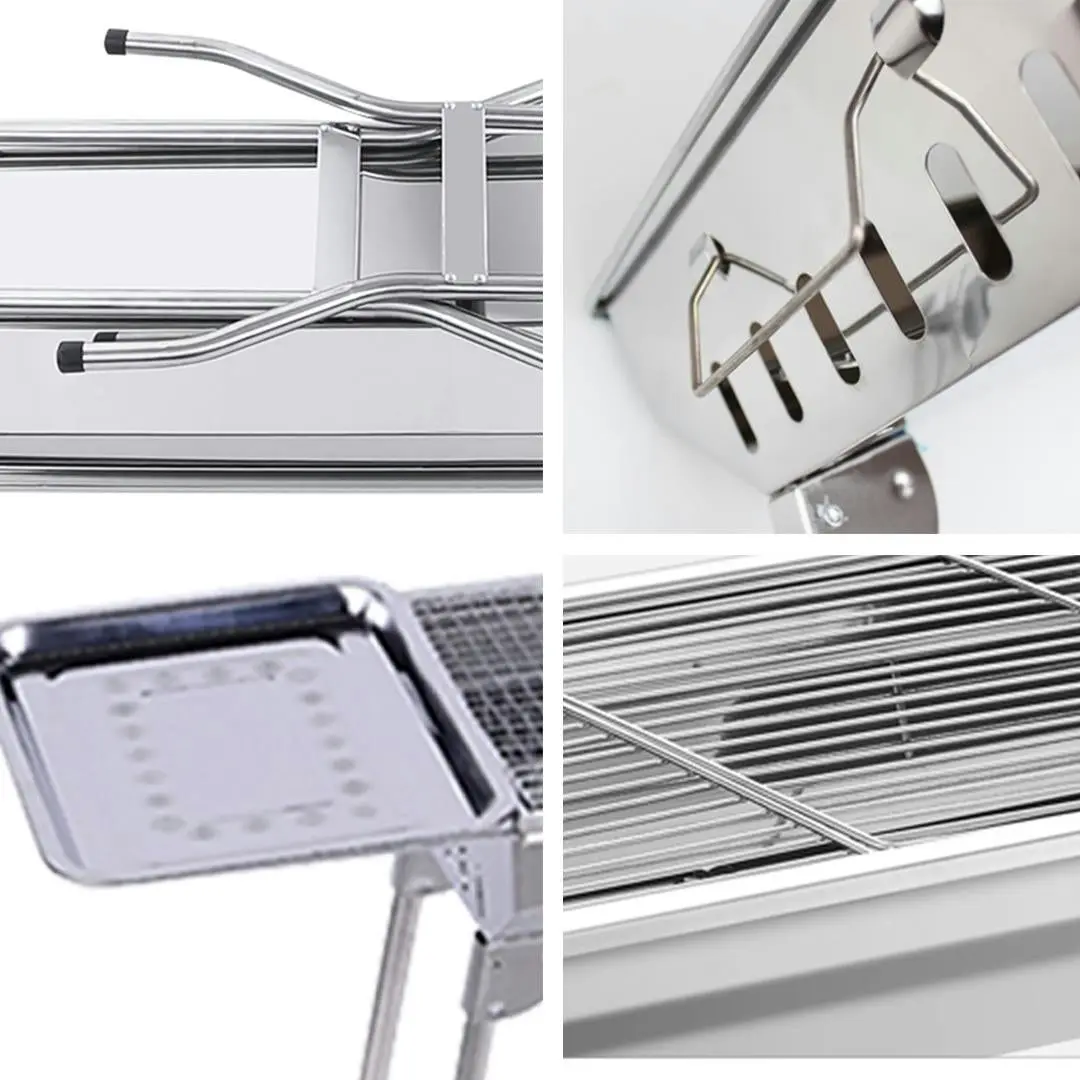 Soga Skewers Grill with Side Tray Portable Stainless Steel Charcoal BBQ Outdoor 6-8 Persons