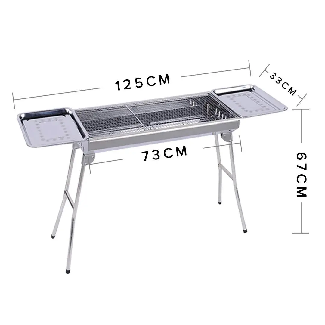 Soga Skewers Grill with Side Tray Portable Stainless Steel Charcoal BBQ Outdoor 6-8 Persons