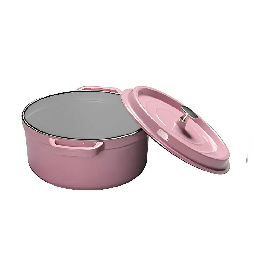 Soga 22cm Pink Cast Iron Ceramic Stewpot Casserole Stew Cooking Pot With Lid