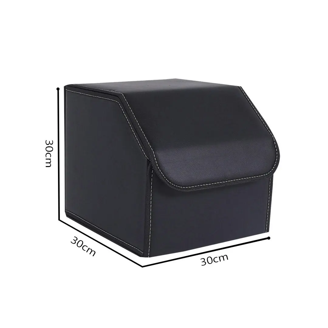 Soga Leather Car Boot Collapsible Foldable Trunk Cargo Organizer Portable Storage Box Black Small