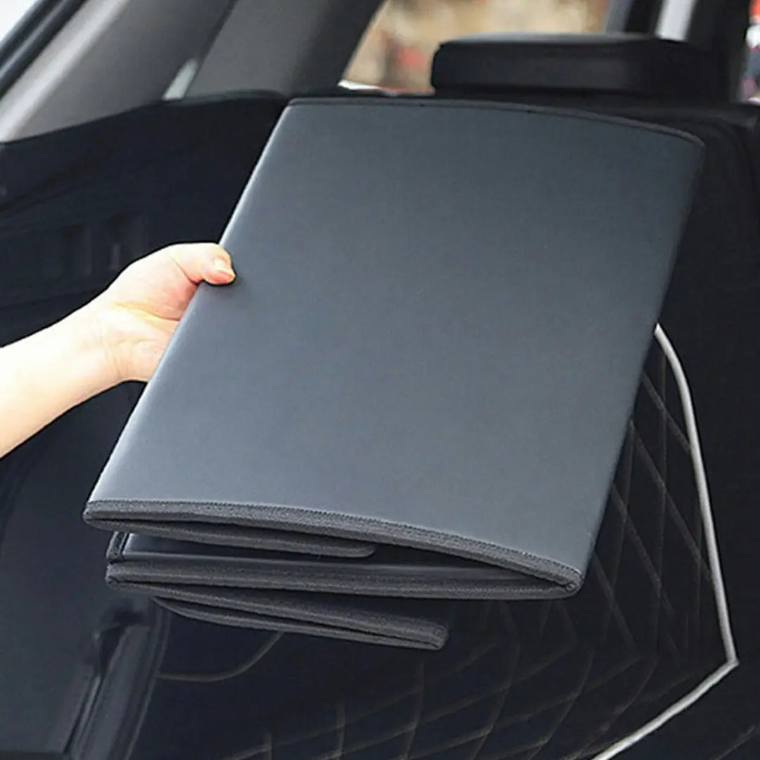 Soga Leather Car Boot Collapsible Foldable Trunk Cargo Organizer Portable Storage Box Black Small