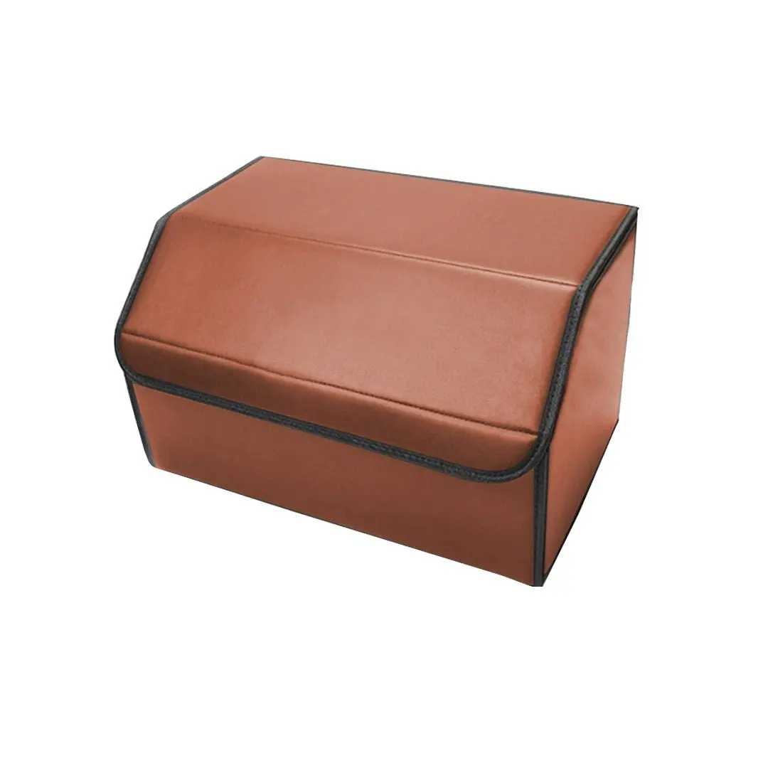 Soga Leather Car Boot Collapsible Foldable Trunk Cargo Organizer Portable Storage Box Coffee Medium