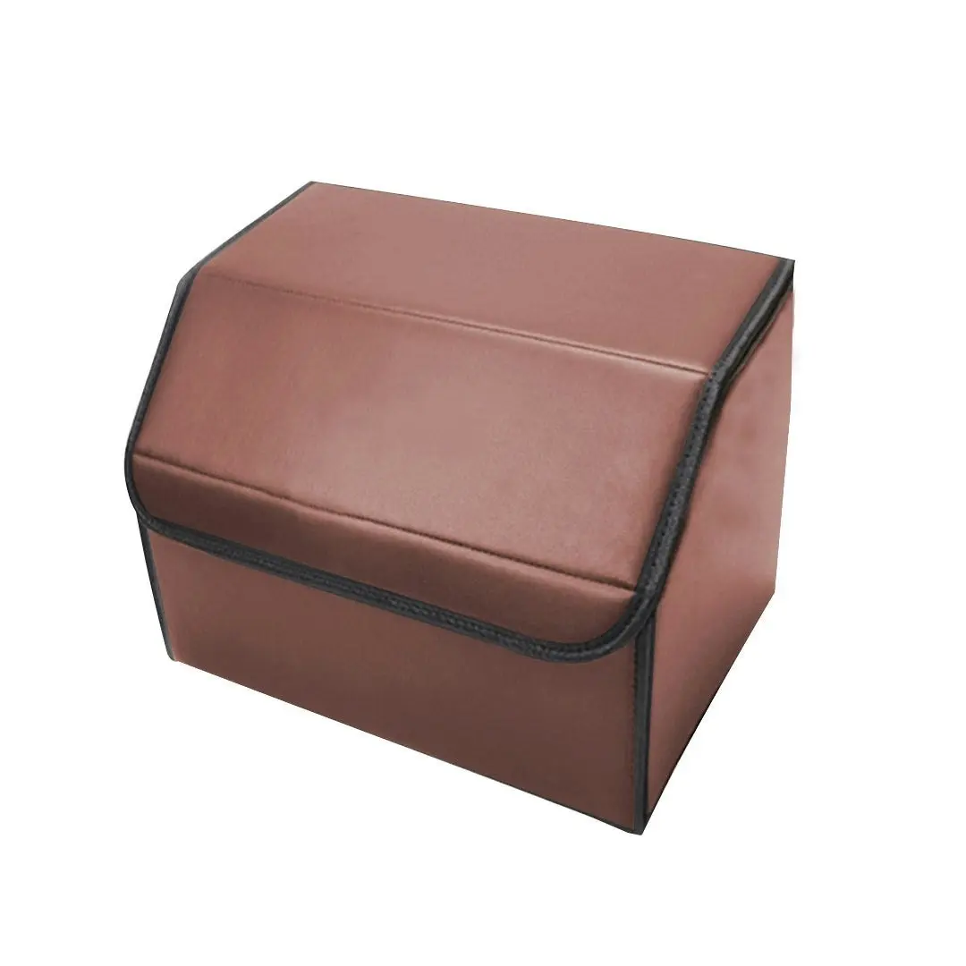 Soga Leather Car Boot Collapsible Foldable Trunk Cargo Organizer Portable Storage Box Coffee Small