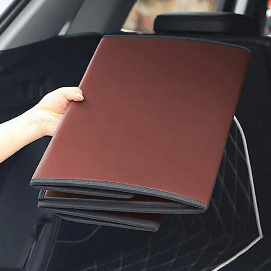 Soga Leather Car Boot Collapsible Foldable Trunk Cargo Organizer Portable Storage Box Coffee Small