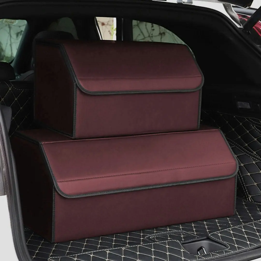 Soga Leather Car Boot Collapsible Foldable Trunk Cargo Organizer Portable Storage Box Red Large