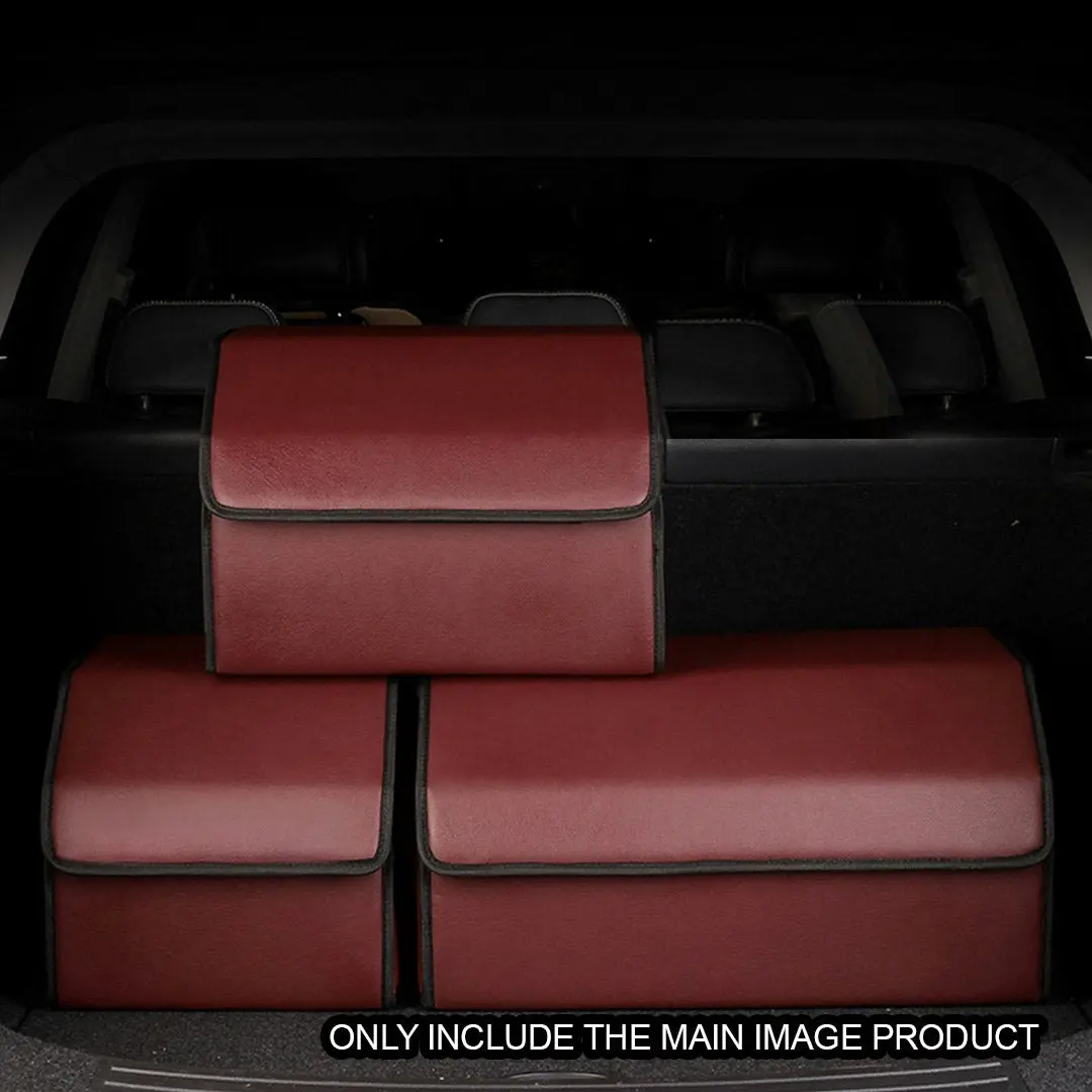 Soga Leather Car Boot Collapsible Foldable Trunk Cargo Organizer Portable Storage Box Red Small