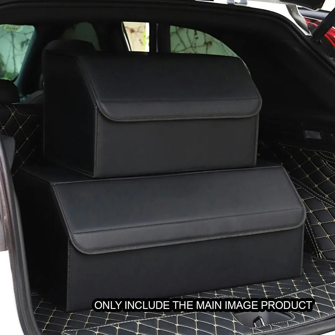 Soga Leather Car Boot Collapsible Foldable Trunk Cargo Organizer Portable Storage Box Black Large