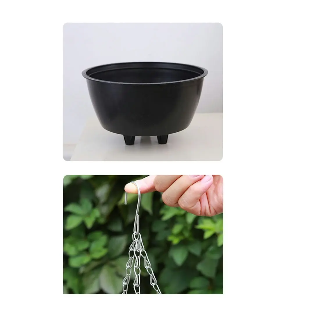 Soga White Small Hanging Resin Flower Pot Self Watering Basket Planter Outdoor Garden Decor