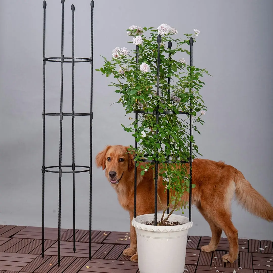 Soga 103cm 4-Bar Plant Frame Stand Trellis Vegetable Flower Herbs Outdoor Vine Support Garden Rack with Rings