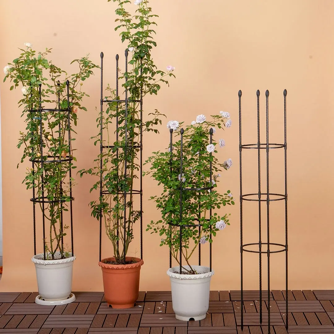 Soga 103cm 4-Bar Plant Frame Stand Trellis Vegetable Flower Herbs Outdoor Vine Support Garden Rack with Rings