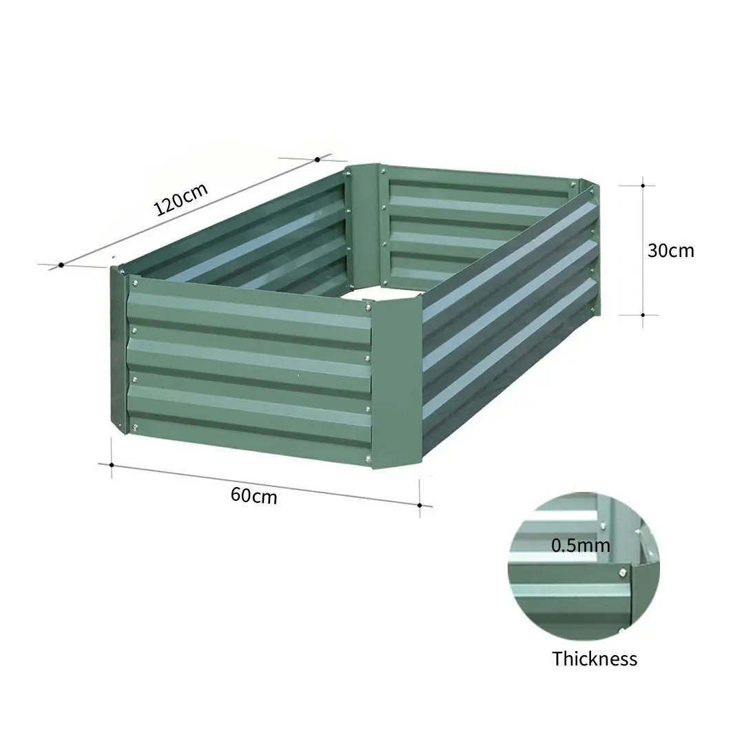 Soga 120x60cm Rectangle Galvanised Raised Garden Bed Vegetable Herb Flower Outdoor Planter Box