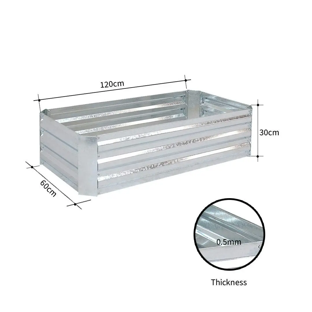 Soga 120cm Rectangle Galvanised Raised Garden Bed Vegetable Herb Flower Outdoor Planter Box