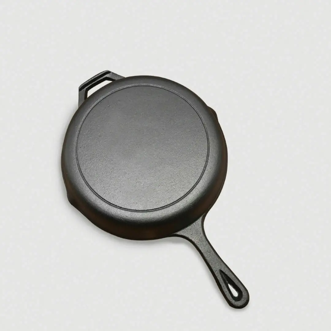 Soga 30cm Round Cast Iron Frying Pan Skillet Steak Sizzle Platter with Helper Handle